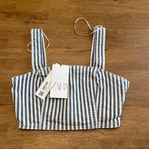 NWT Zara Striped Corset Crop Top Size S